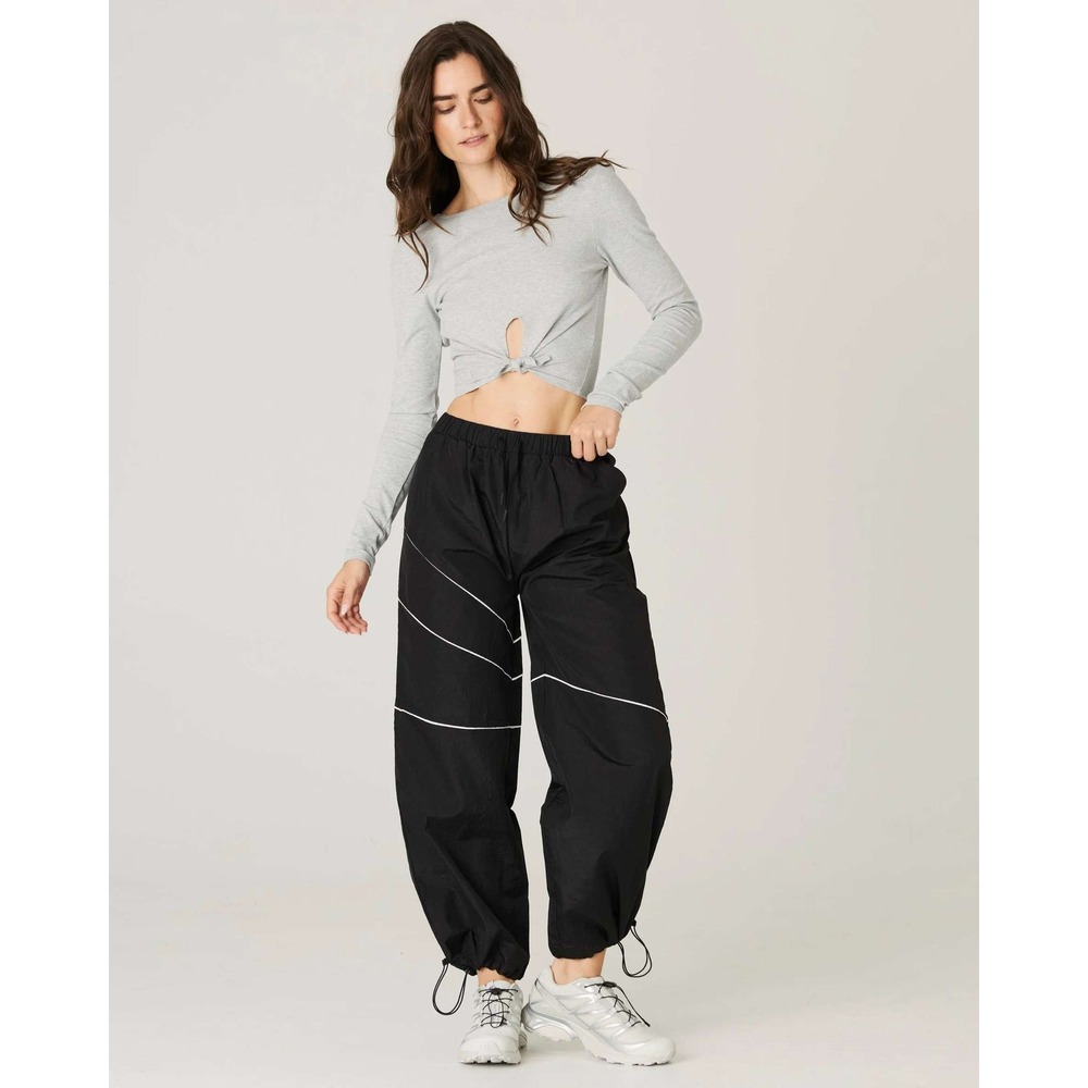Daughter Lessons Tempo Track Pants Piping Adjustable Hem Black Size XS